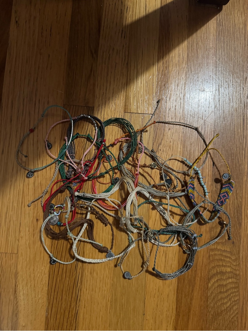Pura Vida Multicolor Woven Bracelet Lot - Red, Green, Yellow, Blue, Pink, Beige